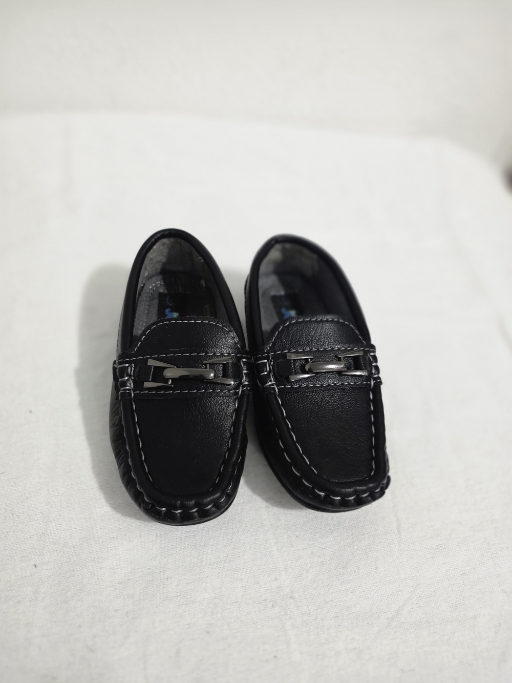 Children's Black Moccasin Loafers with Metal Accent Size-6 Baby